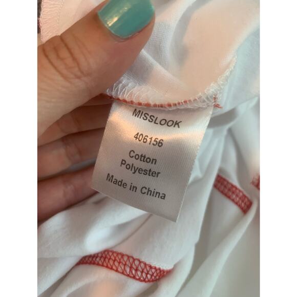 Misslook white patchwork short sleeves oversize  t shirt size Small - Picture 5 of 10